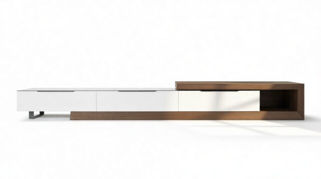 The Cellier – White and Walnut, Media Console
