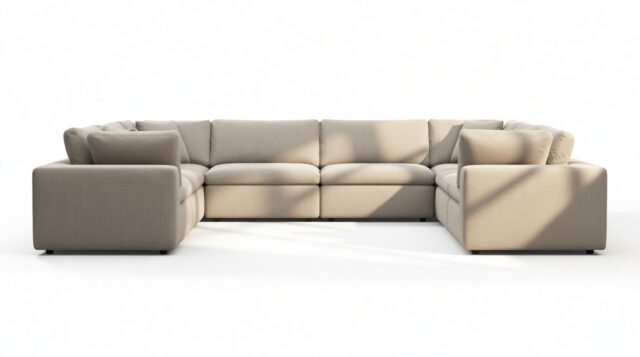 The Ciel – Beige Linen, Sectional (Eight Seater)