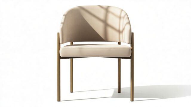 The Esther – Latte Vegan Suede and Brushed Brass, Dining Chair