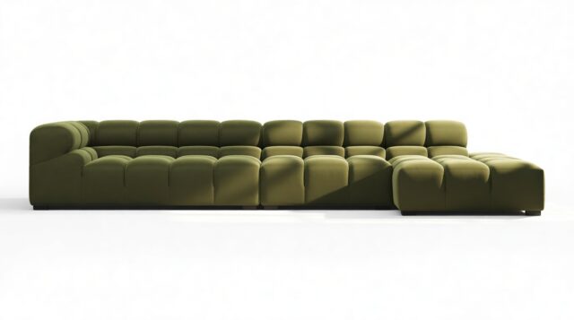 The Tufty – Thyme Luxe Velvet, Sectional Large Chaise (Right)
