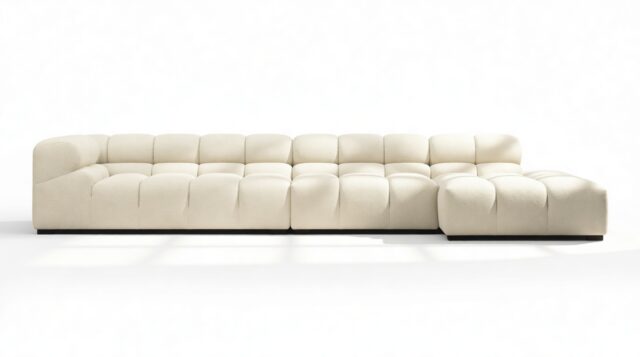 The Tufty – Eggshell Boucle, Sectional Large Chaise (Right)