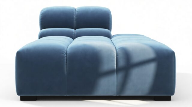 The Tufty – Aegean Blue Velvet, Armless Chaise (Right)