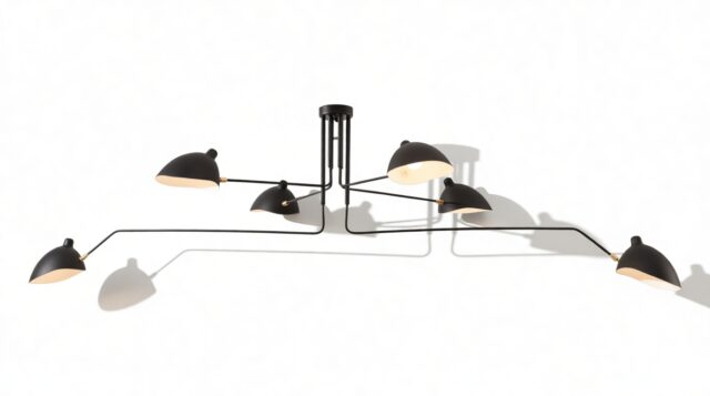 The Mouille – Black, 6 Arm Ceiling Lamp