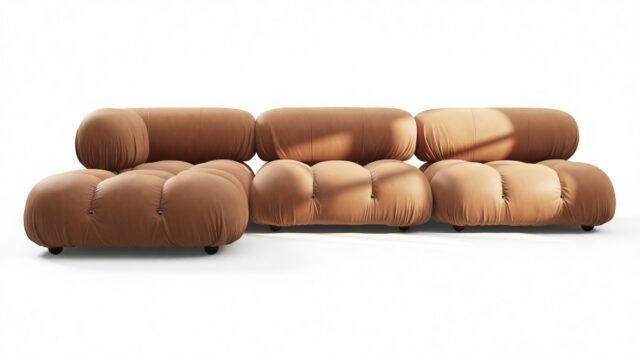 The Bellini – Tan Vegan Leather, Sectional (Left Chaise)