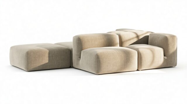 The Le Mura – Beige Gray Chenille, Dual Aspect (Left)