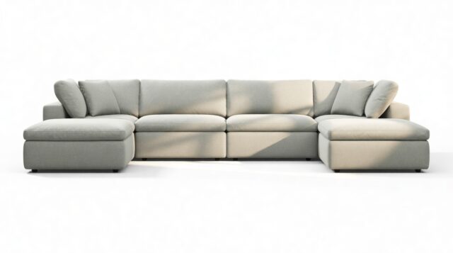 The Ciel – Soft Gray Brushed Weave, Sectional (Double Chaise)