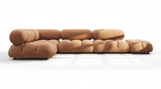 The Bellini – Tan Vegan Leather, Sectional (Left Corner)