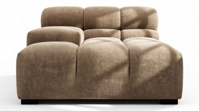 The Tufty – Cappuccino Brown Chenille, Deep Armrest (Left)