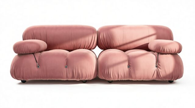 The Bellini – Blush Pink Velvet, Two Seater Sofa