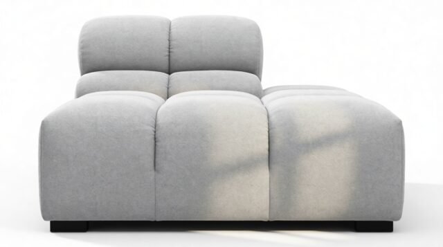 The Tufty – Light Gray Wool, End Armless (Right)