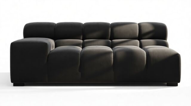 The Tufty – Black Velvet, Extra Large Armrest (Left)