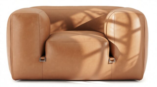The Le Mura – Tan Vegan Leather, Lounge Chair