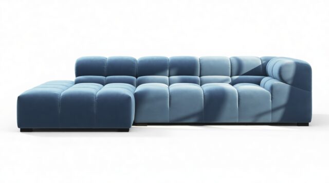 The Tufty – Aegean Blue Velvet, Small L (Left) – Sectional