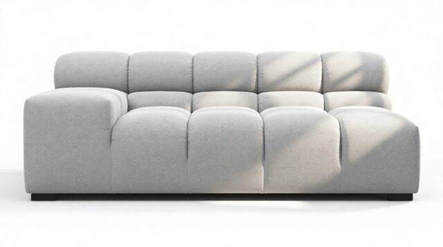 The Tufty – Light Gray Wool, Extra Large Armrest (Left)