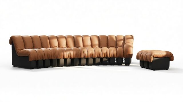 The DS 600 – Vintage Tan and Black Vegan Leather, Sectional, Combination 2, Right Arm
