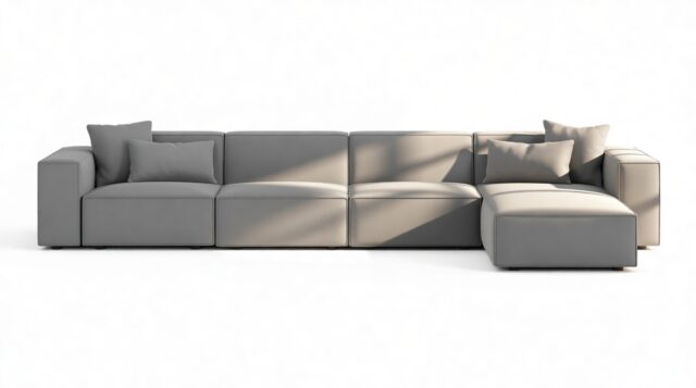 The Arlesia – Harbor Gray Flat Weave, Large Right Chaise