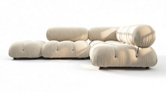 The Bellini – Eggshell Vegan Suede, Sectional (Small Right Corner)