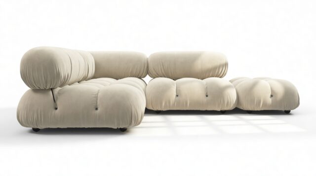 The Bellini – Eggshell Vegan Suede, Sectional (Small Left Corner)