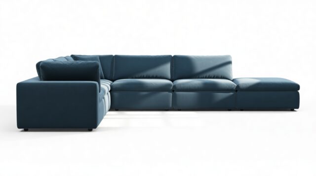 The Ciel – Prussian Blue Luxe Velvet, Sectional (Left Corner)