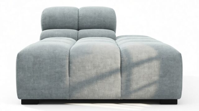 The Tufty – Cerulean Chenille, Armless Chaise (Right)