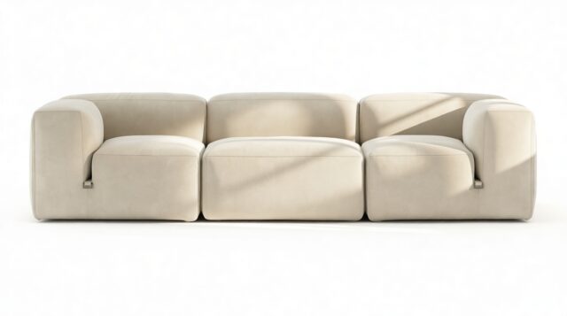 The Le Mura – Eggshell Vegan Suede, Three Seater Sofa