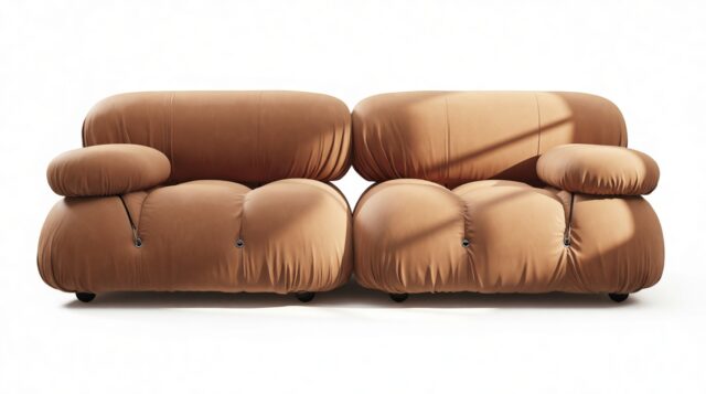 The Bellini – Tan Vegan Leather, Two Seater Sofa