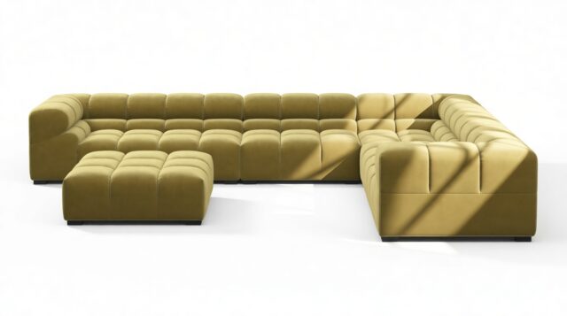 The Tufty – Olive Gold Velvet, Large Corner (Right) – Sectional