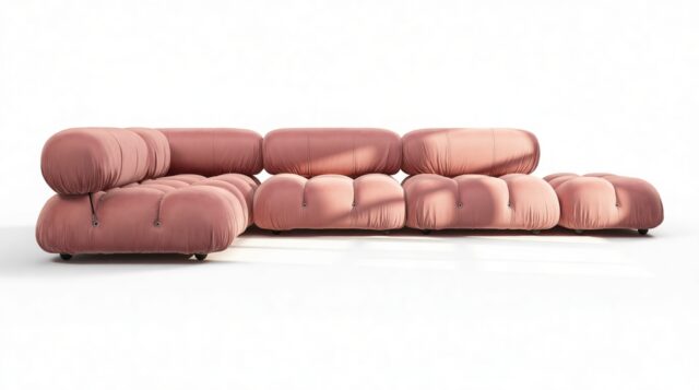 The Bellini – Blush Pink Velvet, Sectional (Left Corner)