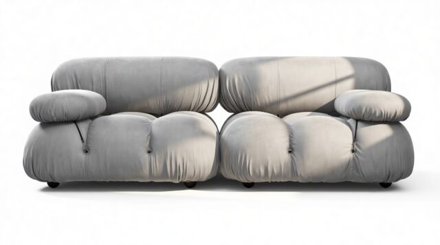 The Bellini – Light Gray Velvet, Two Seater Sofa