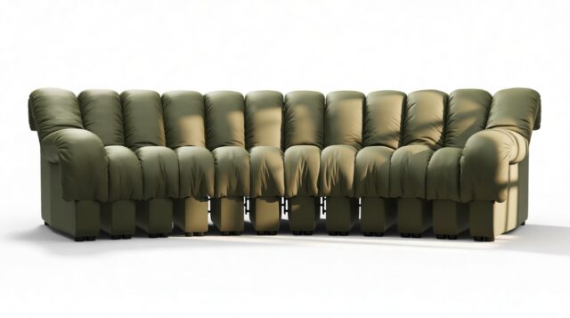 The DS 600 – Deep Olive Vegan Leather, Three Seater Sofa