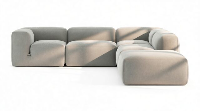 The Le Mura – Soft Gray Brushed Weave, Right Corner