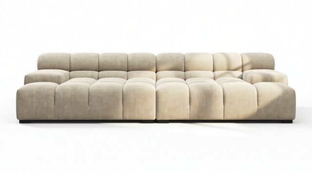 The Tufty – Beige Gray Chenille, Extra Deep Sofa – Sectional