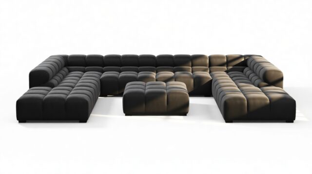 The Tufty – Black Velvet, U Shape – Sectional