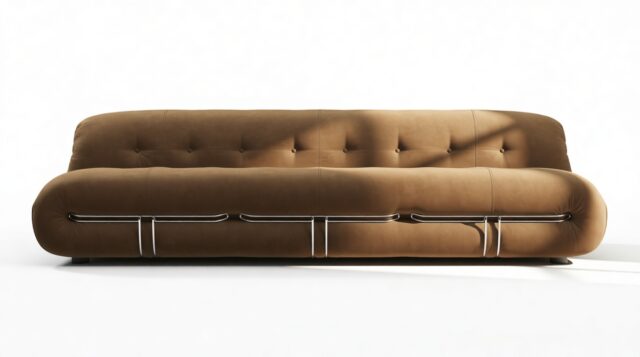 The Soriana – Brown Vegan Suede, Three Seater Sofa