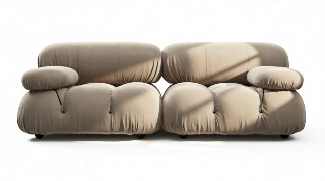 The Bellini – Greige Velvet, Two Seater Sofa