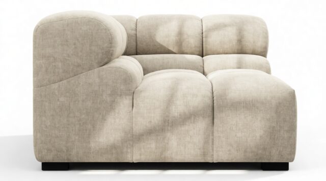 The Tufty – Beige Gray Chenille, Corner (Left)