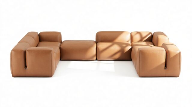 The Le Mura – Tan Vegan Leather, Eight Seater (Left)