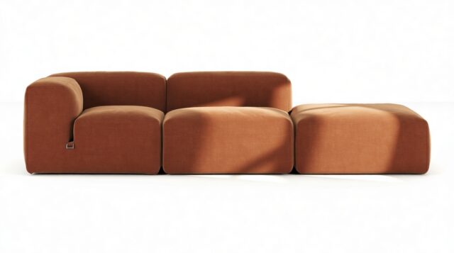 The Le Mura – Rust Chenille, Open End Sofa (Right)