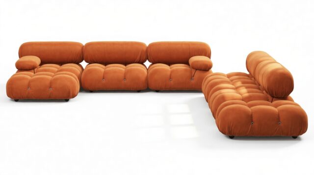 The Bellini – Apricot Velvet, Sectional (Large Right Corner)