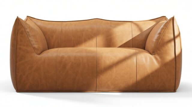 The Bambole – Distressed Brown Premium Leather, Two Seater Sofa