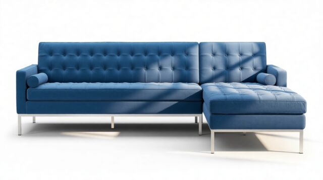 The Florence – Indigo Blue Wool, Three Seater Sofa