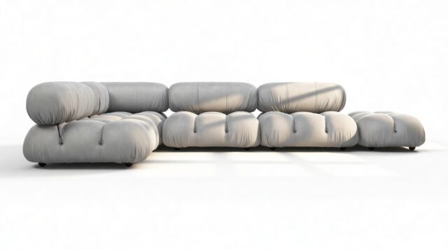 The Bellini – Light Gray Velvet, Sectional (Left Corner)