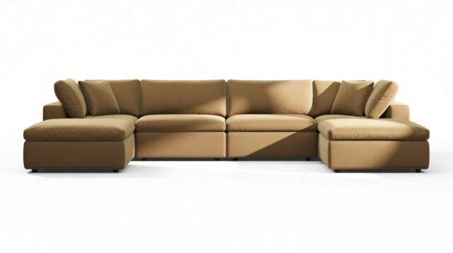 The Ciel – Old Gold Velvet, Sectional (Double Chaise)