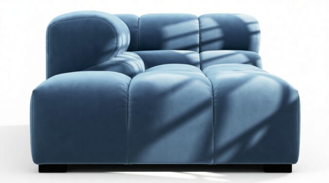 The Tufty – Aegean Blue Velvet, Corner Half (Left)