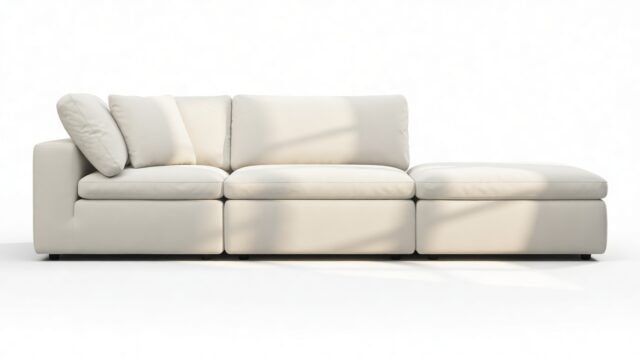 The Ciel – Oatmeal Brushed Weave, Open End Sofa (Right)