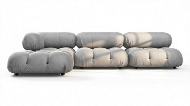 The Bellini – Light Gray Velvet, Sectional (Left Chaise)