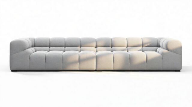 The Tufty – Light Gray Wool, Extra Large Sofa – Sectional