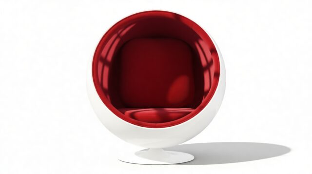 The Ball – Bold Red Wool and White, Ball Chair