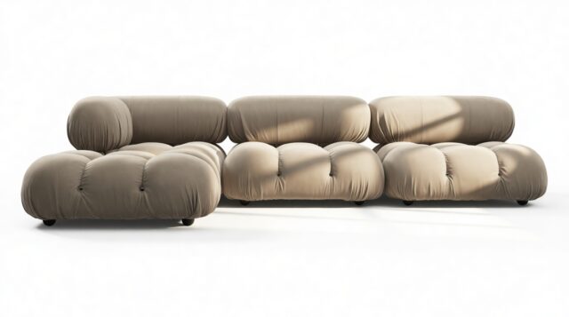 The Bellini – Greige Velvet, Sectional (Left Chaise)