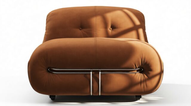 The Soriana – Burnt Orange Vegan Suede, Deep Lounge Chair